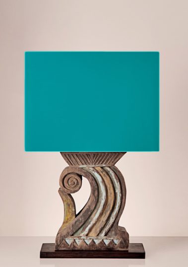 Volute Table Lamp with Turquoise Green Lampshade by Piment Rouge Lighting Bali