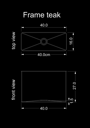 lampshade square frame teak technical drawing