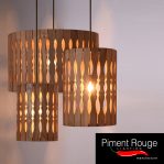 hanging teakwood lamps by piment rouge lighting manufacture bali