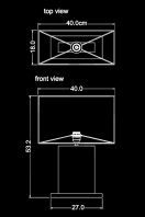 rose wood long table lamp technical drawing by piment rouge lighting bali