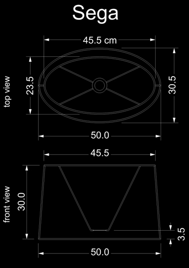 lampshade curved drun sega technical drawing