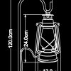 Piment Rouge Lighting Bali - Black Standing Storm Lantern Technical Drawing