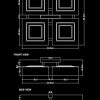 Piment Rouge Lighting Bali - Wooden Quadro Ceiling Lamp Technical Drawing